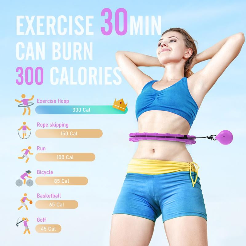 Jloibao Smart Weighted Fit Hoop plus Size for Adults Fitness Hula Circle-2 in 1 Infinity Fitness Hoop 24 Links Detachable & Size Adjustable with Waist Trainer for Women Durable Less Noise Easy Assembly