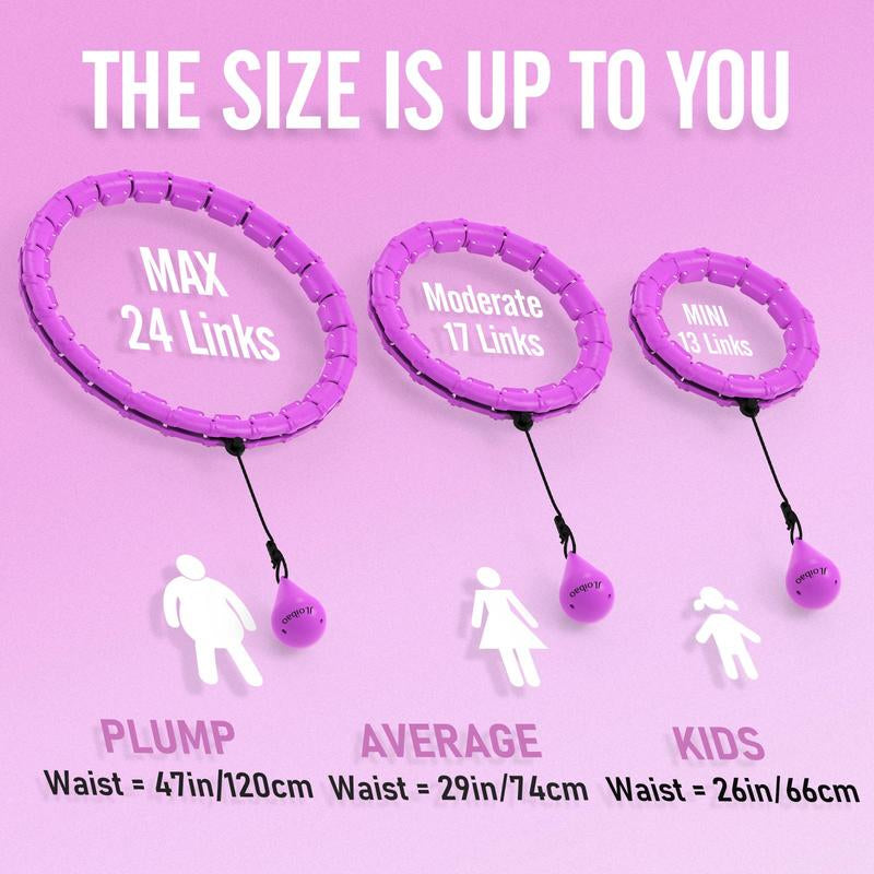 Jloibao Smart Weighted Fit Hoop plus Size for Adults Fitness Hula Circle-2 in 1 Infinity Fitness Hoop 24 Links Detachable & Size Adjustable with Waist Trainer for Women Durable Less Noise Easy Assembly