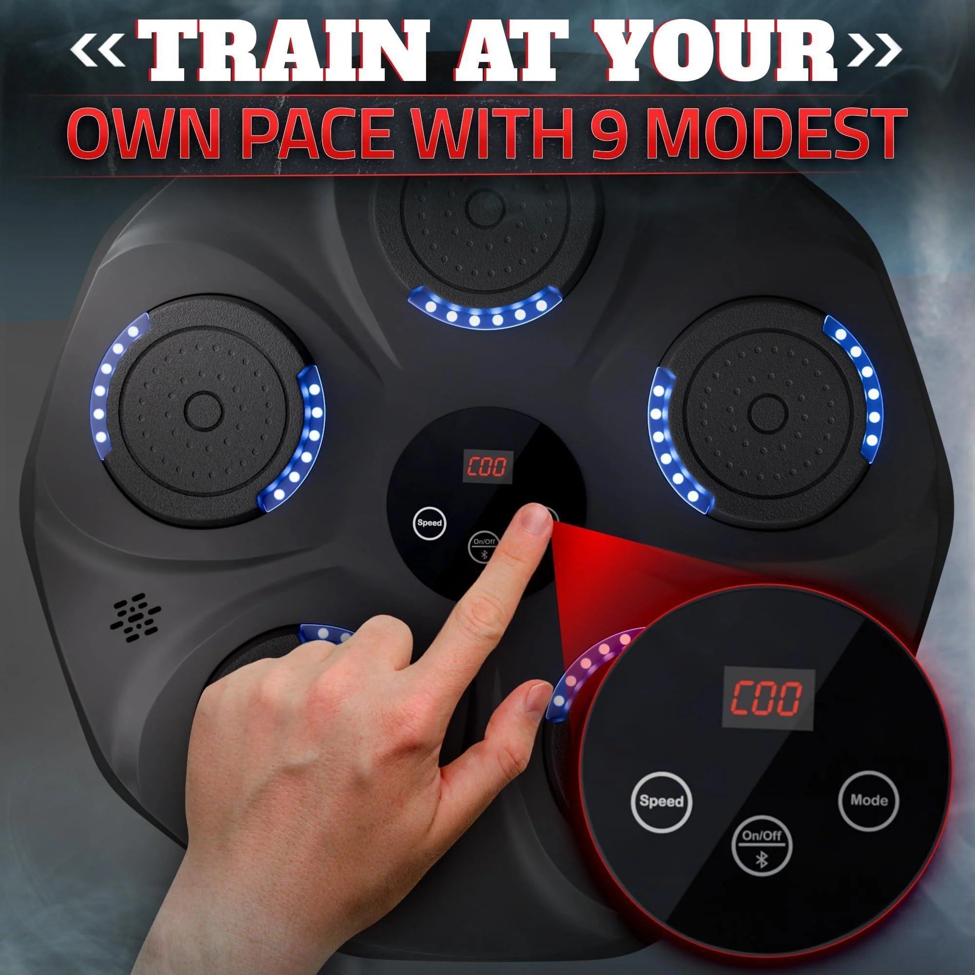 Music Boxing Machine for Adults Durable Wall Mounted Bluetooth Music Punching Machine with 9 Modes Shock Absorbing Pads LED Screen & Included Gloves Boxing Equipment for Training at Home
