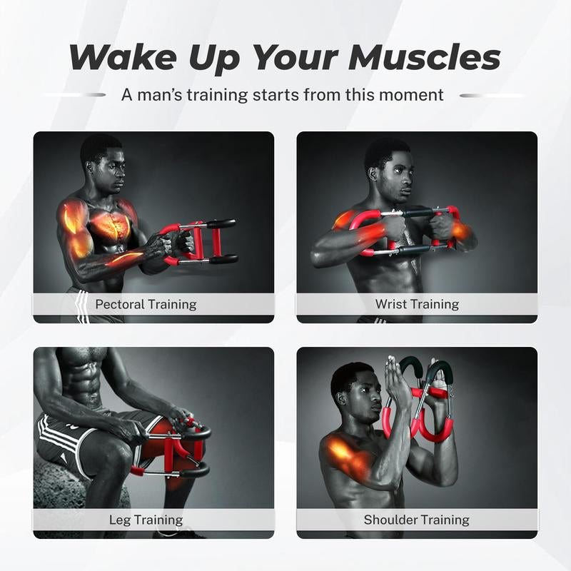 Arm Trainer Strengthen Chest and Arm Muscles Workout Men'S Fitness Trainer Detachable Adjustable Resistance Portable Power Twister Bar Home Fitness Equipment Fitness Level Chest Trainer