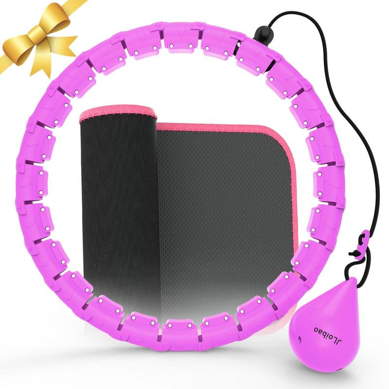 Jloibao Smart Weighted Fit Hoop plus Size for Adults Fitness Hula Circle-2 in 1 Infinity Fitness Hoop 24 Links Detachable & Size Adjustable with Waist Trainer for Women Durable Less Noise Easy Assembly