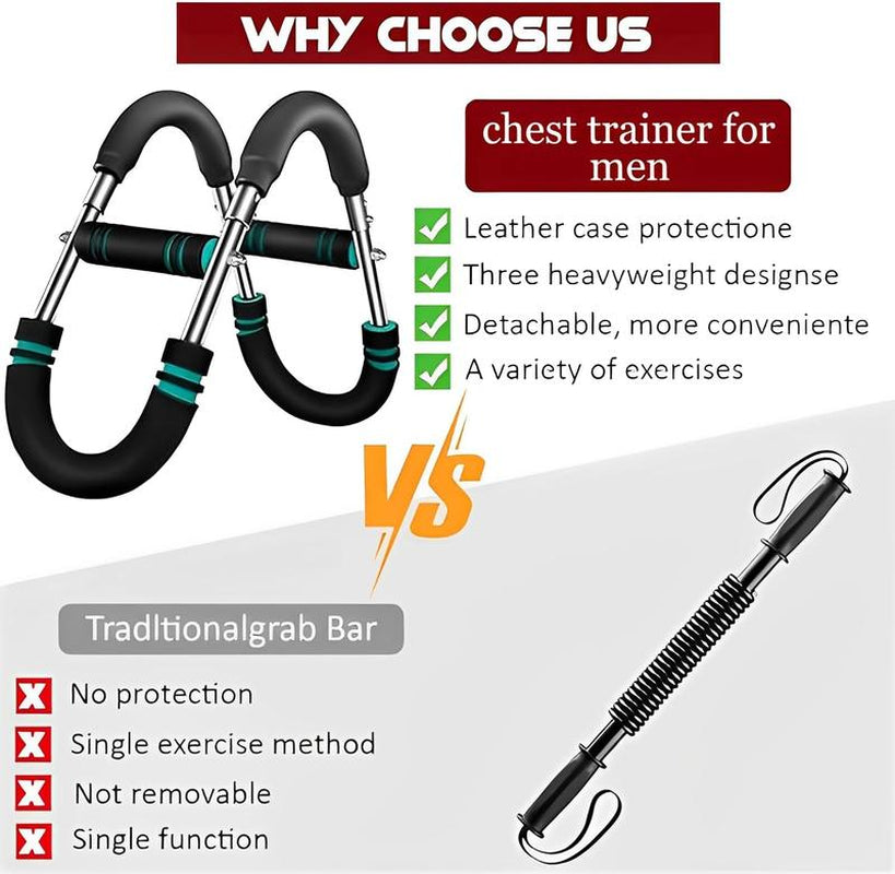 Arm Trainer Strengthen Chest and Arm Muscles Workout Men'S Fitness Trainer Detachable Adjustable Resistance Portable Power Twister Bar Home Fitness Equipment Fitness Level Chest Trainer