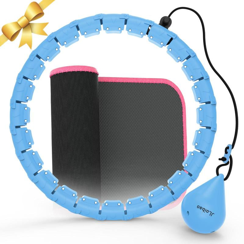 Jloibao Smart Weighted Fit Hoop plus Size for Adults Fitness Hula Circle-2 in 1 Infinity Fitness Hoop 24 Links Detachable & Size Adjustable with Waist Trainer for Women Durable Less Noise Easy Assembly